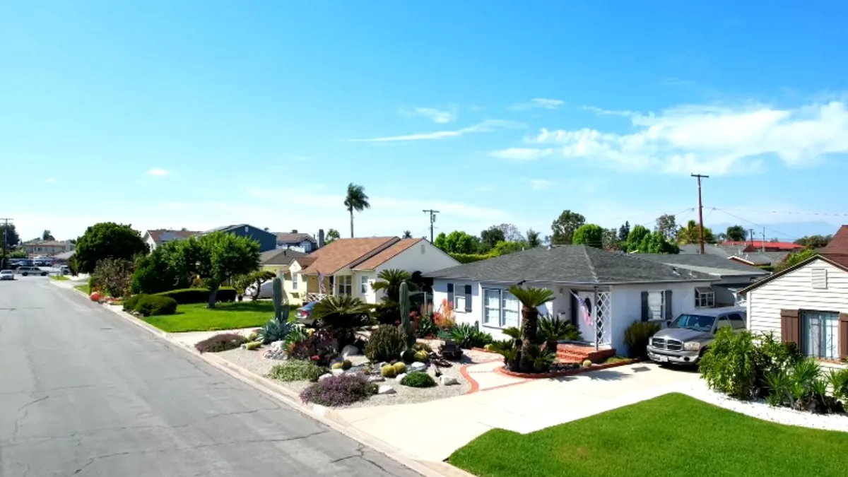 Residential street in Downey, California