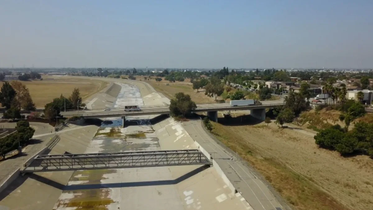 Rio Hondo channel along the western edge of Pico Rivera
